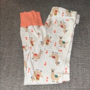 Llama Print Pajama Pants with Orange Cuffs